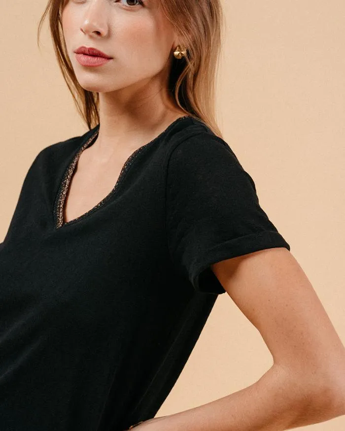 TSHIRT NOIR MANUEL Shop Grace and Mila ShortSleeves Tshirts