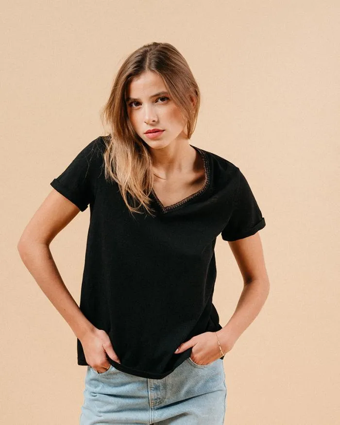 TSHIRT NOIR MANUEL Shop Grace and Mila ShortSleeves Tshirts