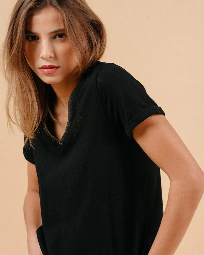 TSHIRT NOIR MANUEL Shop Grace and Mila ShortSleeves Tshirts