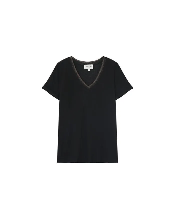 TSHIRT NOIR MANUEL Shop Grace and Mila ShortSleeves Tshirts