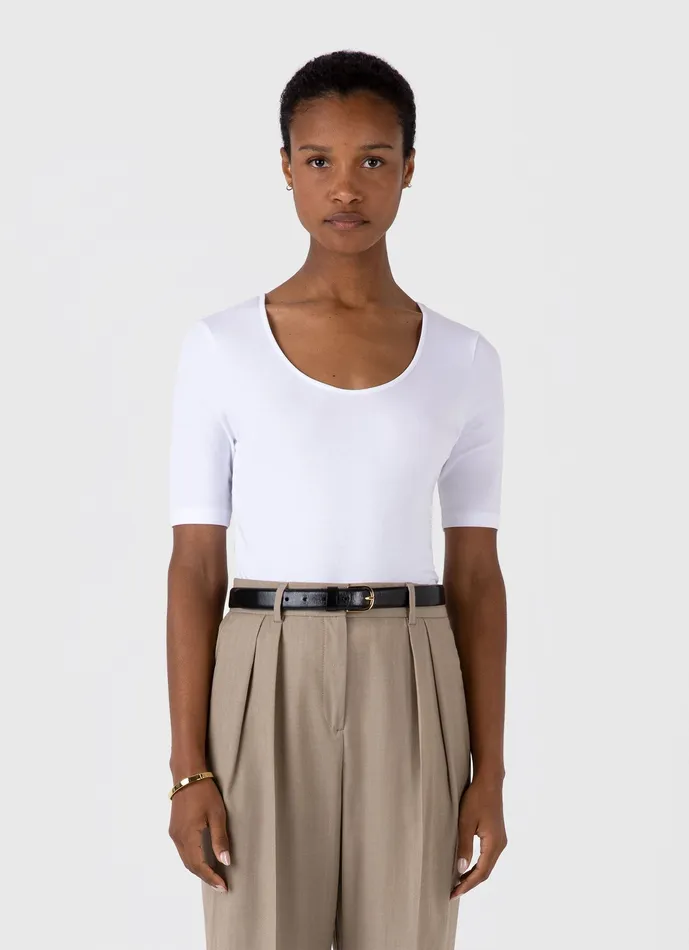 Tshirts and Tops Stretch Cotton Scoop Top White 8211 ussunspel Women