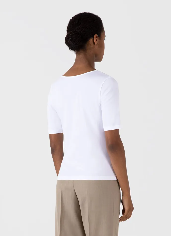 Tshirts and Tops Stretch Cotton Scoop Top White 8211 ussunspel Women