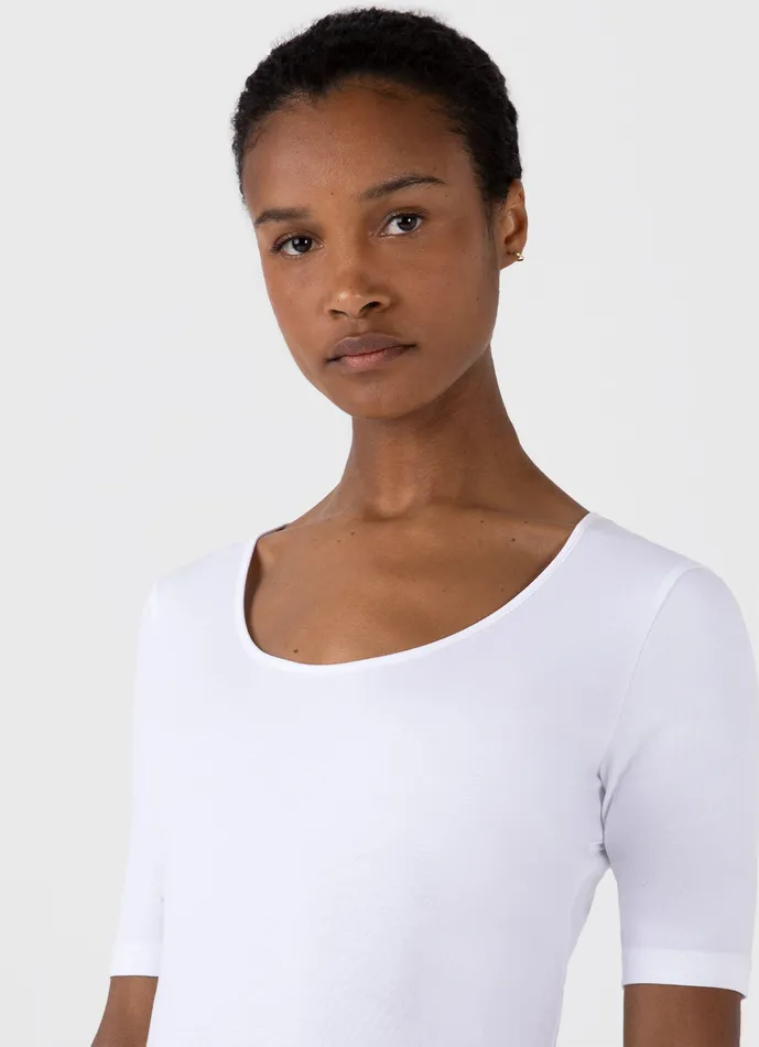 Tshirts and Tops Stretch Cotton Scoop Top White 8211 ussunspel Women