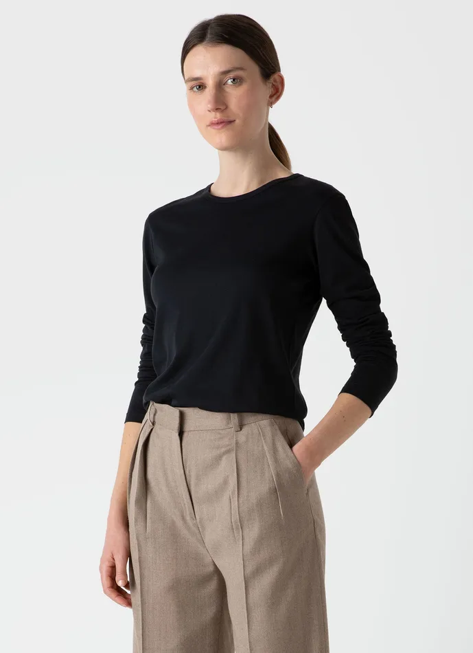 Tshirts and Tops ussunspel Women Long Sleeve Classic Tshirt Black
