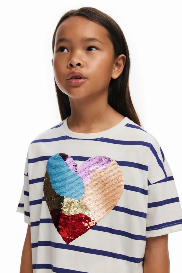 Tshirts And Shirts Kids Desigual Heart Stripe Dress Blue