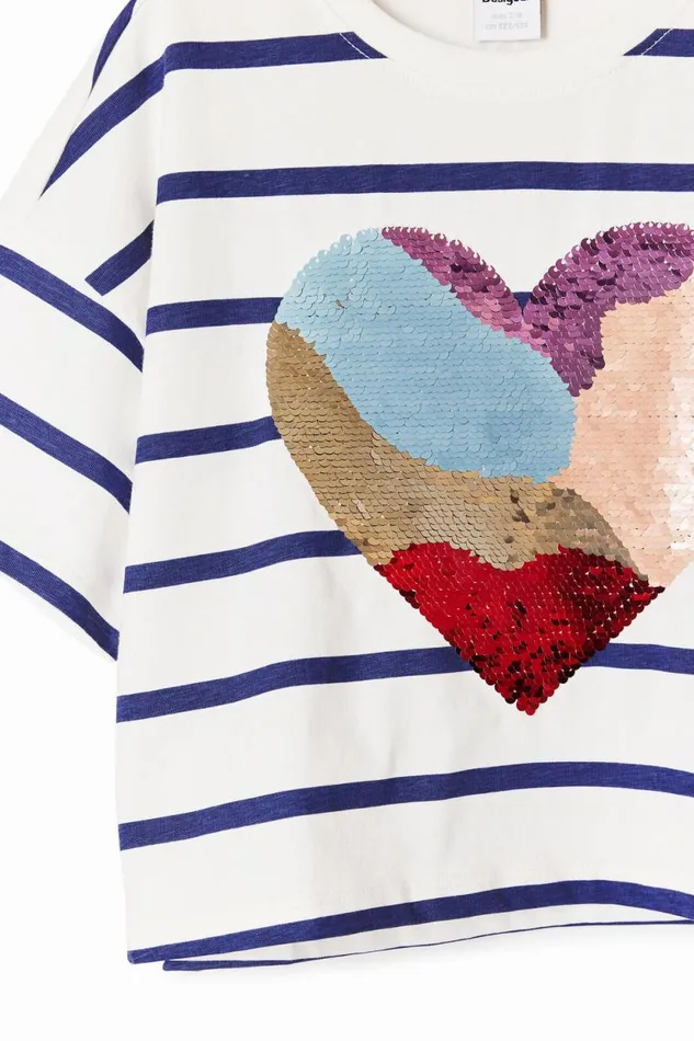 Tshirts And Shirts Kids Desigual Heart Stripe Dress Blue