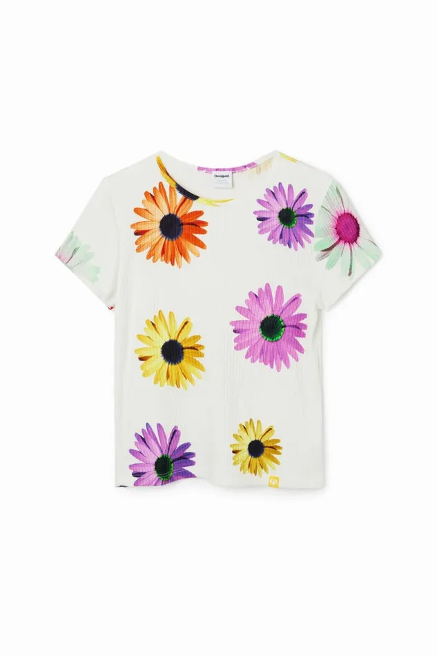 Tshirts And Shirts Kids Desigual Ribbed Daisy Tshirt White