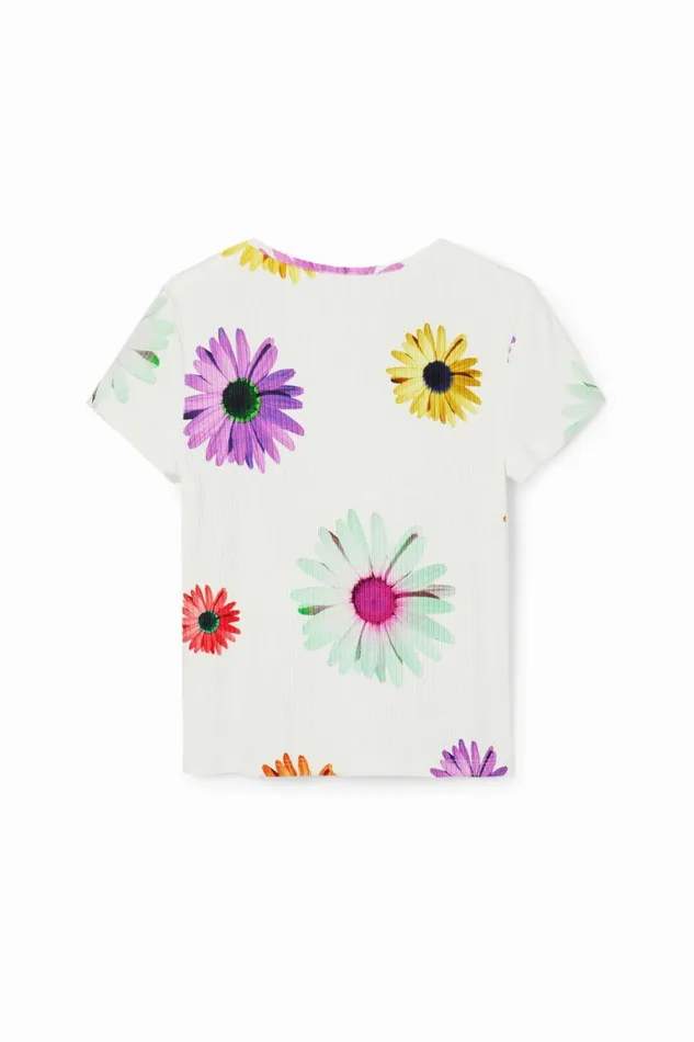 Tshirts And Shirts Kids Desigual Ribbed Daisy Tshirt White