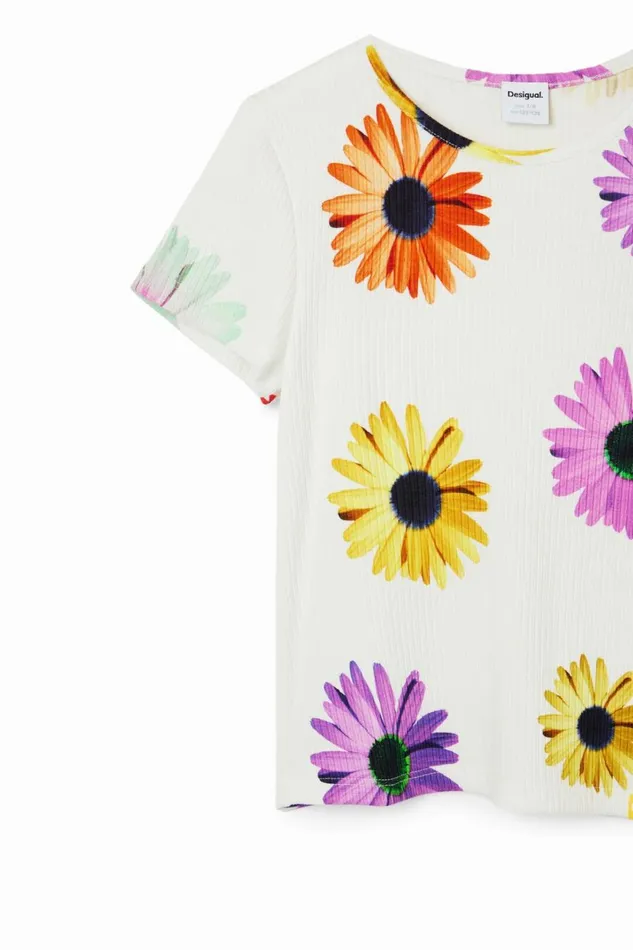 Tshirts And Shirts Kids Desigual Ribbed Daisy Tshirt White