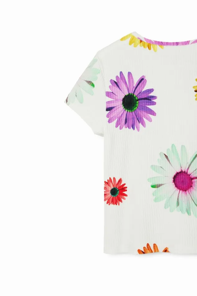 Tshirts And Shirts Kids Desigual Ribbed Daisy Tshirt White