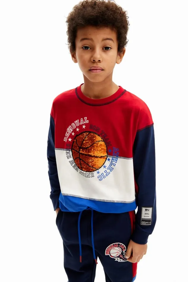 Tshirts And Shirts Kids Desigual Tricolor Basketball Tshirt Blue