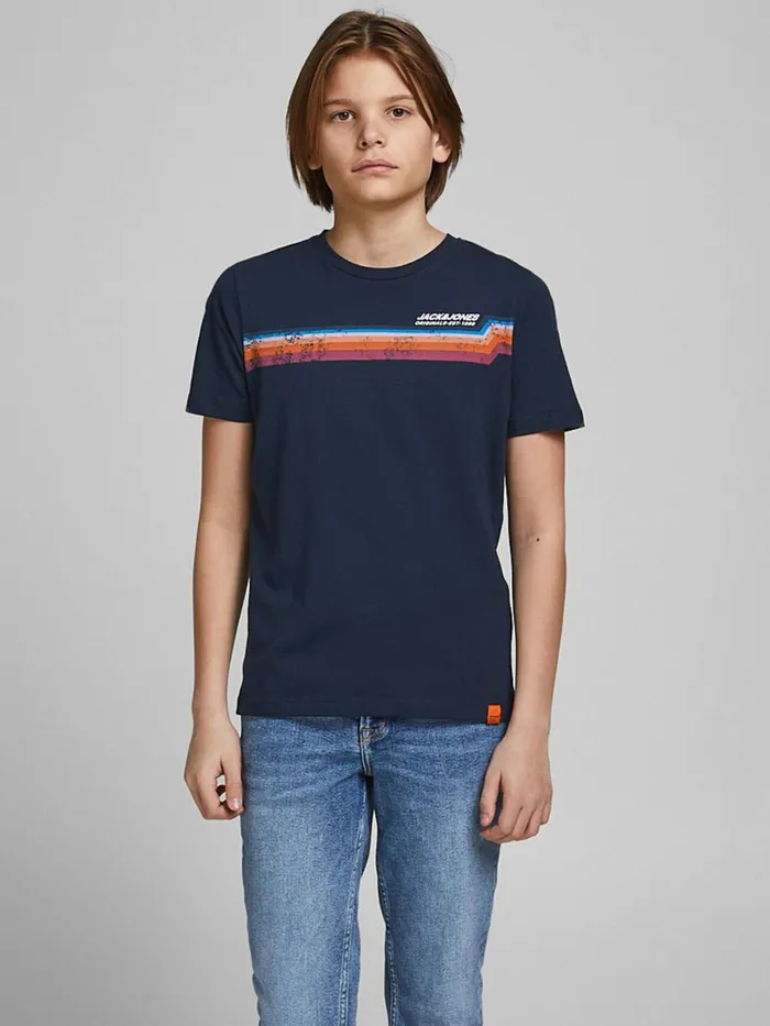 Tshirts JACK and JONES Junior BOYS CREW NECK TSHIRT Blue Navy Blazer Popular