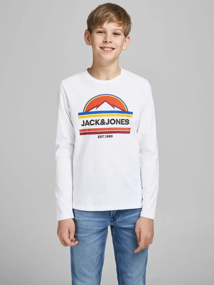 Tshirts JACK and JONES Junior BOYS LONGSLEEVED TSHIRT White White For Sale