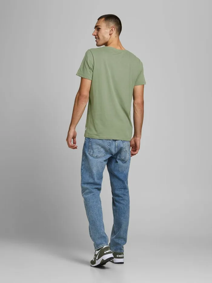 Tshirts JACK and JONES Mens BRUSHED CREW NECK TSHIRT Green Sea Spray Popular