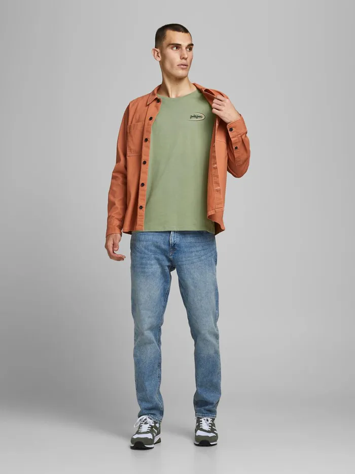 Tshirts JACK and JONES Mens BRUSHED CREW NECK TSHIRT Green Sea Spray Popular