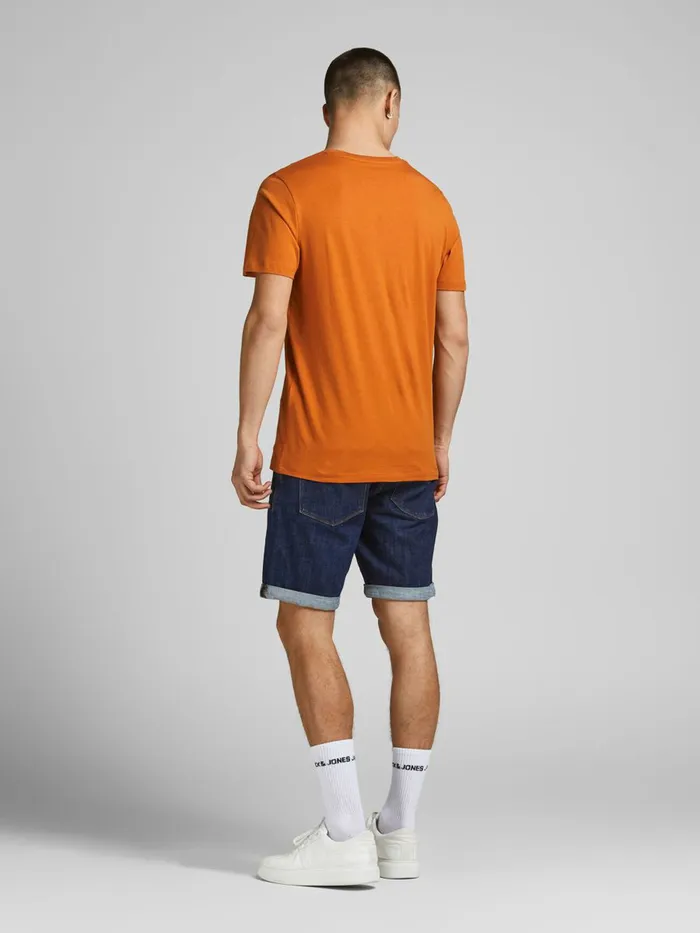 Tshirts JACK and JONES Mens COTTON JERSEY LOGO TSHIRT Orange Hawaiian Sunset On Sale