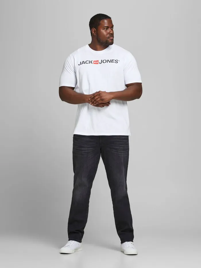 Tshirts JACK and JONES Mens COTTON JERSEY PLUS SIZE TSHIRT White White Cheap On Sale