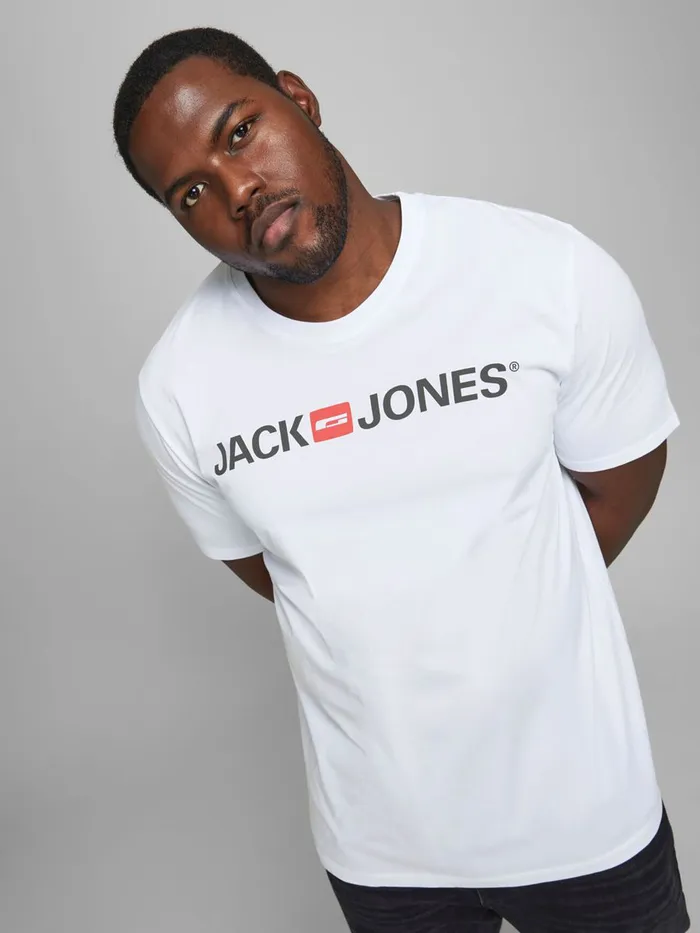 Tshirts JACK and JONES Mens COTTON JERSEY PLUS SIZE TSHIRT White White Cheap On Sale