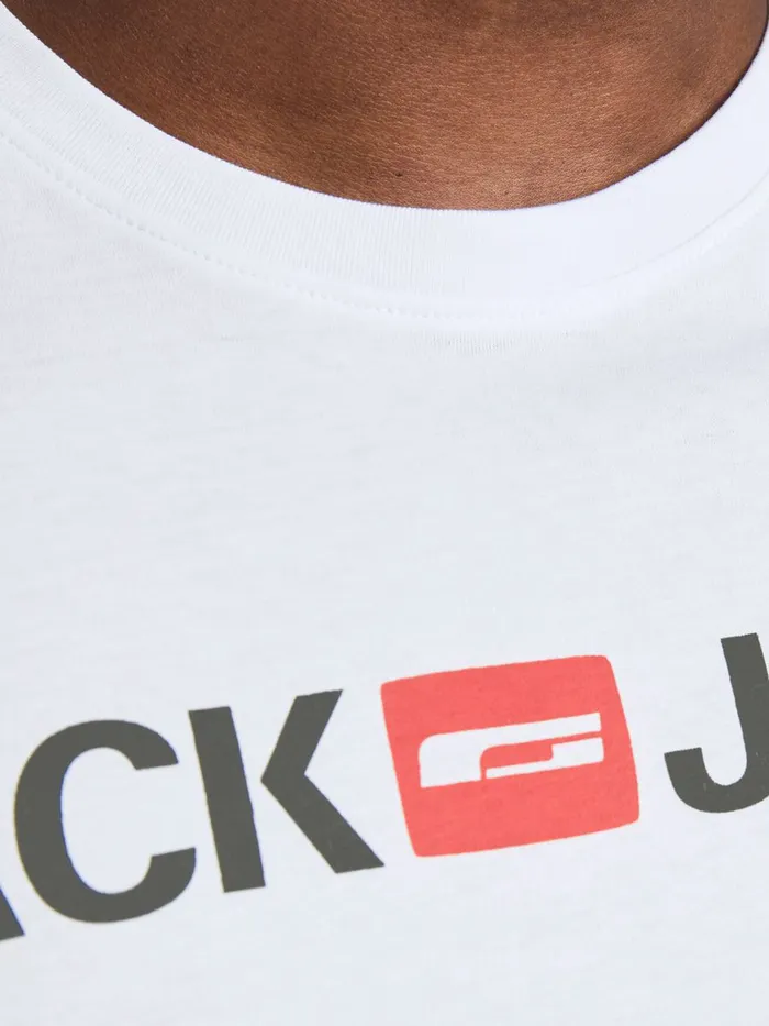 Tshirts JACK and JONES Mens COTTON JERSEY PLUS SIZE TSHIRT White White Cheap On Sale