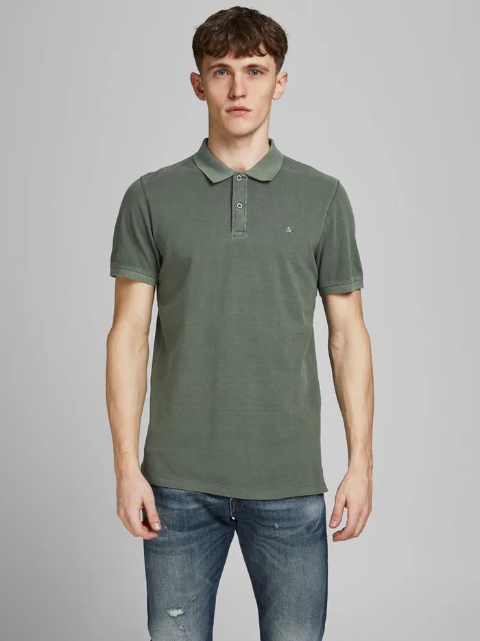 Tshirts JACK and JONES Mens COTTON JERSEY POLO SHIRT Green Forest Night Near Me Tshirts JACK and JONES Mens COTTON JERSEY POLO SHIRT Green Forest Night Near Me