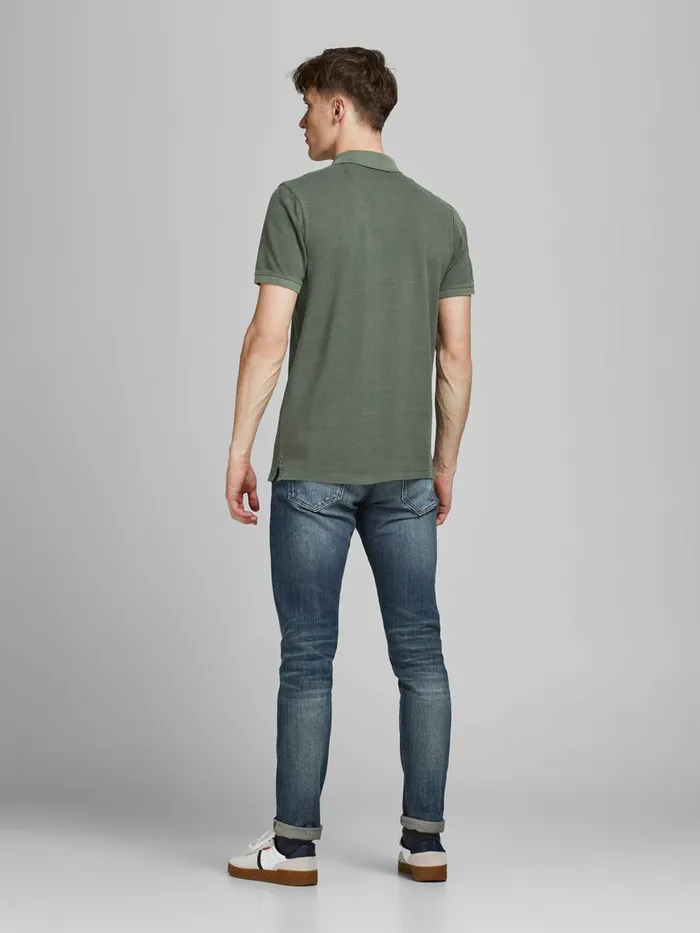 Tshirts JACK and JONES Mens COTTON JERSEY POLO SHIRT Green Forest Night Near Me