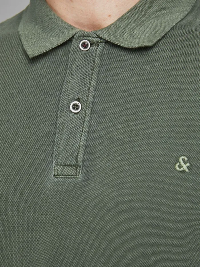 Tshirts JACK and JONES Mens COTTON JERSEY POLO SHIRT Green Forest Night Near Me