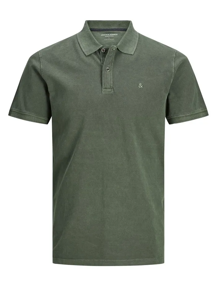 Tshirts JACK and JONES Mens COTTON JERSEY POLO SHIRT Green Forest Night Near Me