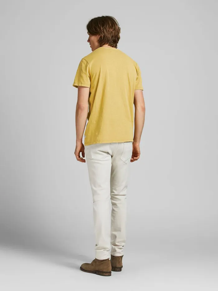 Tshirts JACK and JONES Mens FADED TROPICAL LA PRINT TSHIRT Yellow Sauterne On Sale