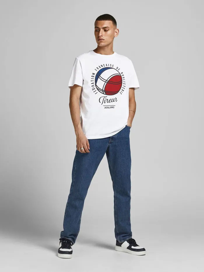 Tshirts JACK and JONES Mens FRENCH PRINT TSHIRT White White On Sale