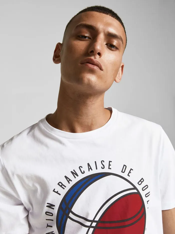 Tshirts JACK and JONES Mens FRENCH PRINT TSHIRT White White On Sale