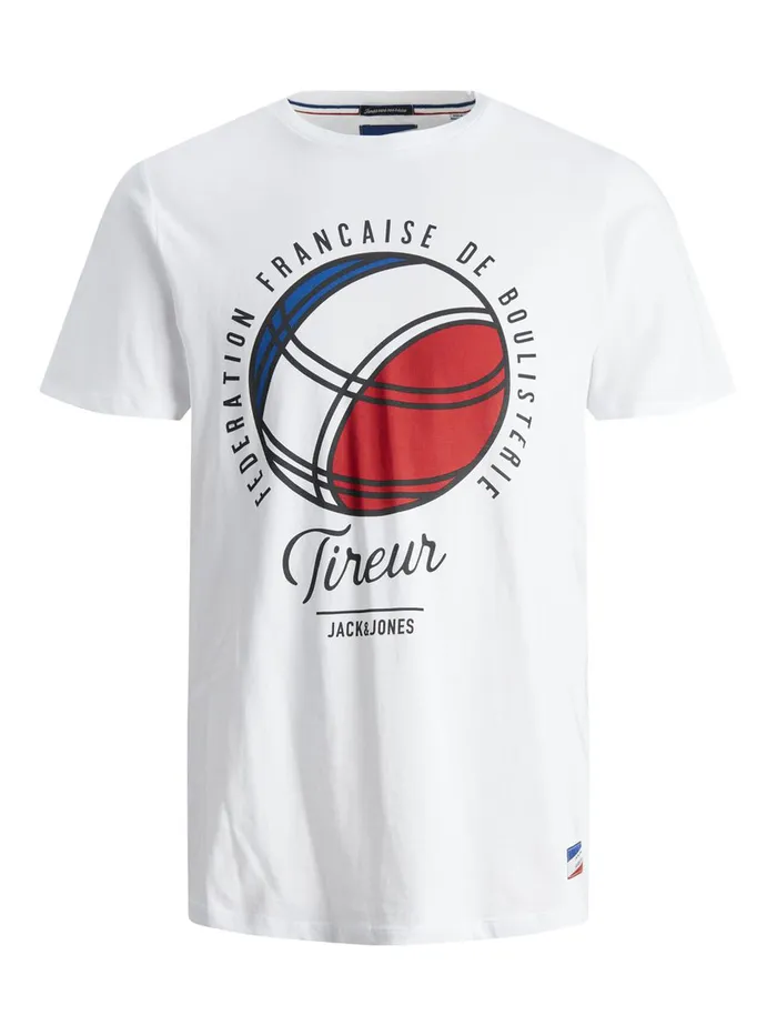 Tshirts JACK and JONES Mens FRENCH PRINT TSHIRT White White On Sale