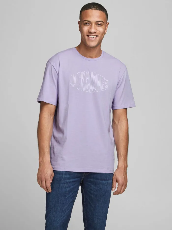 Tshirts JACK and JONES Mens LOGO TSHIRT Pastel Lavender Cheap On Sale