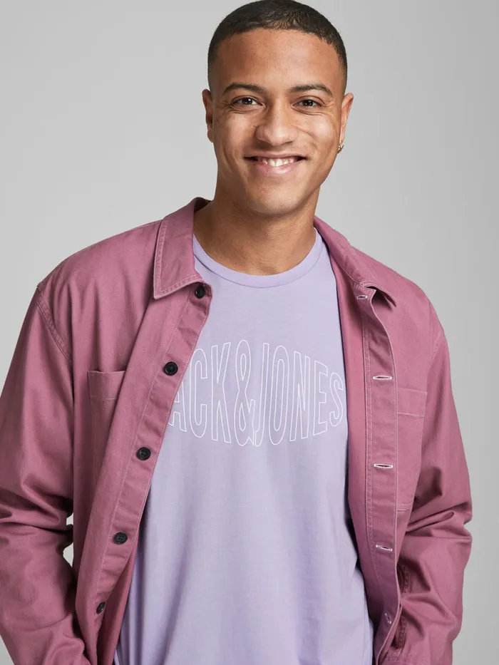 Tshirts JACK and JONES Mens LOGO TSHIRT Pastel Lavender Cheap On Sale