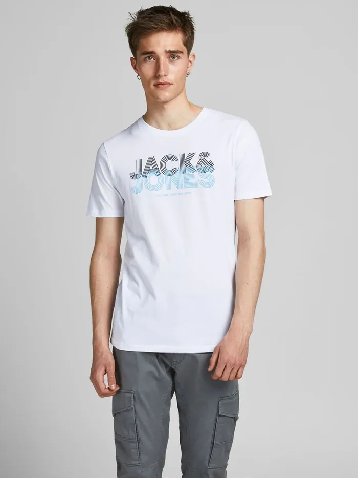 Tshirts JACK and JONES Mens LOGO TSHIRT White White Gift 4 You