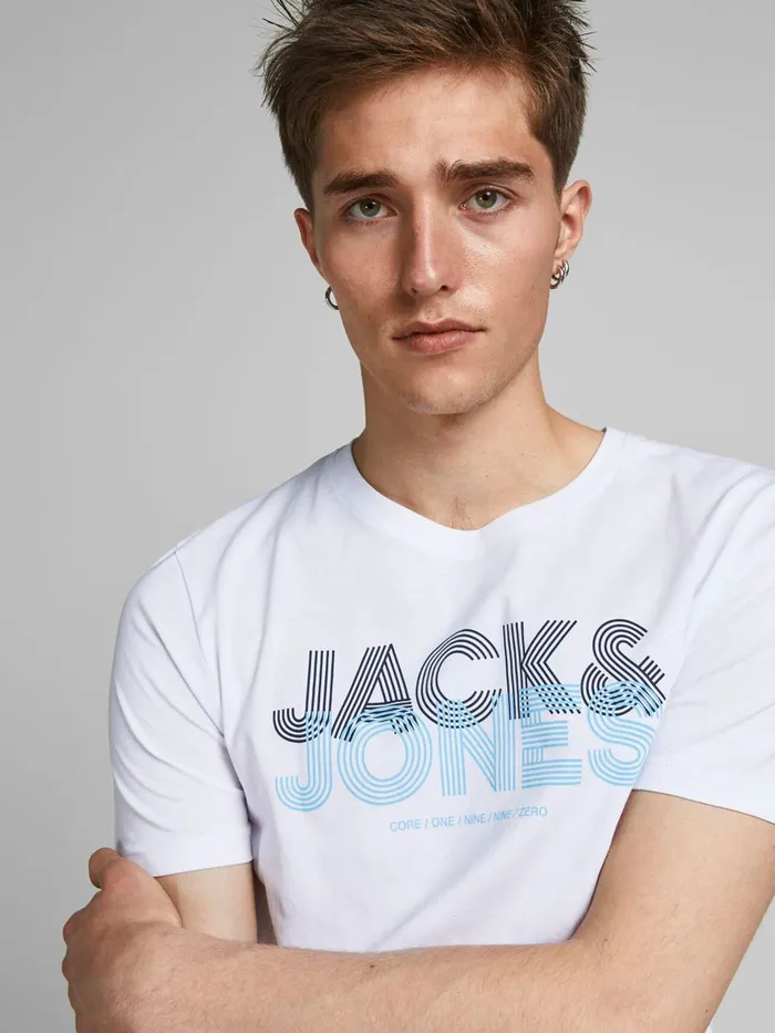 Tshirts JACK and JONES Mens LOGO TSHIRT White White Gift 4 You