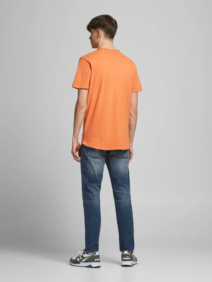 Tshirts JACK and JONES Mens ORGANIC COTTON REGULAR FIT TSHIRT Orange Hawaiian Sunset Cheap On Sale