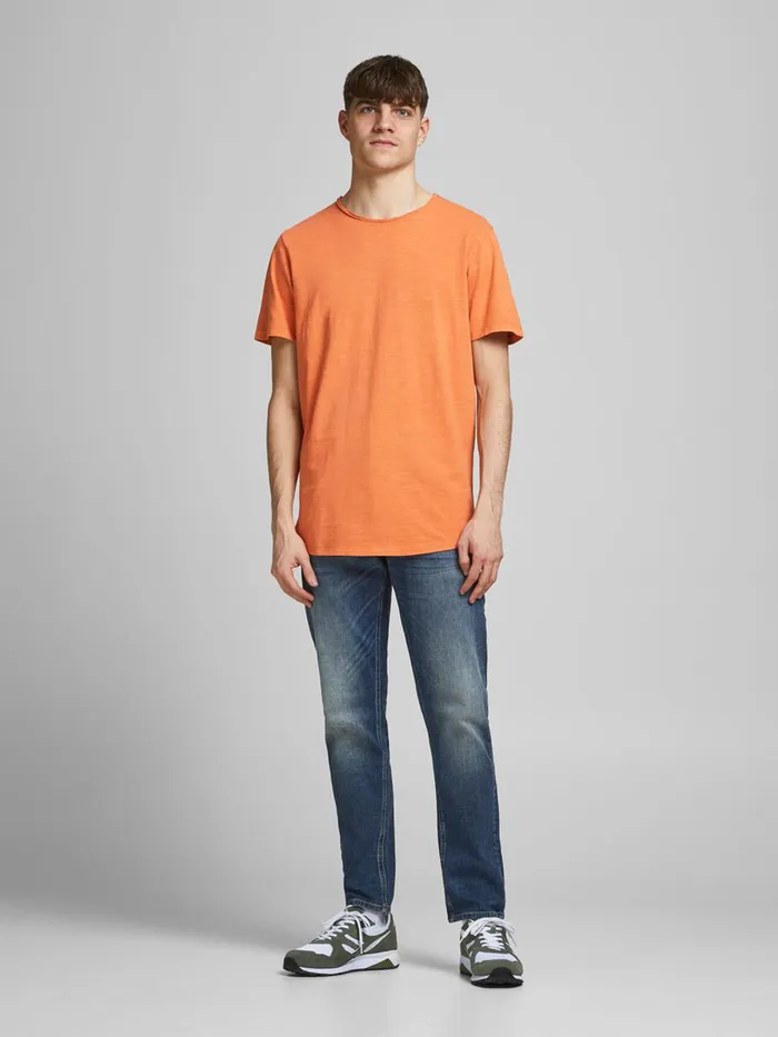 Tshirts JACK and JONES Mens ORGANIC COTTON REGULAR FIT TSHIRT Orange Hawaiian Sunset Cheap On Sale
