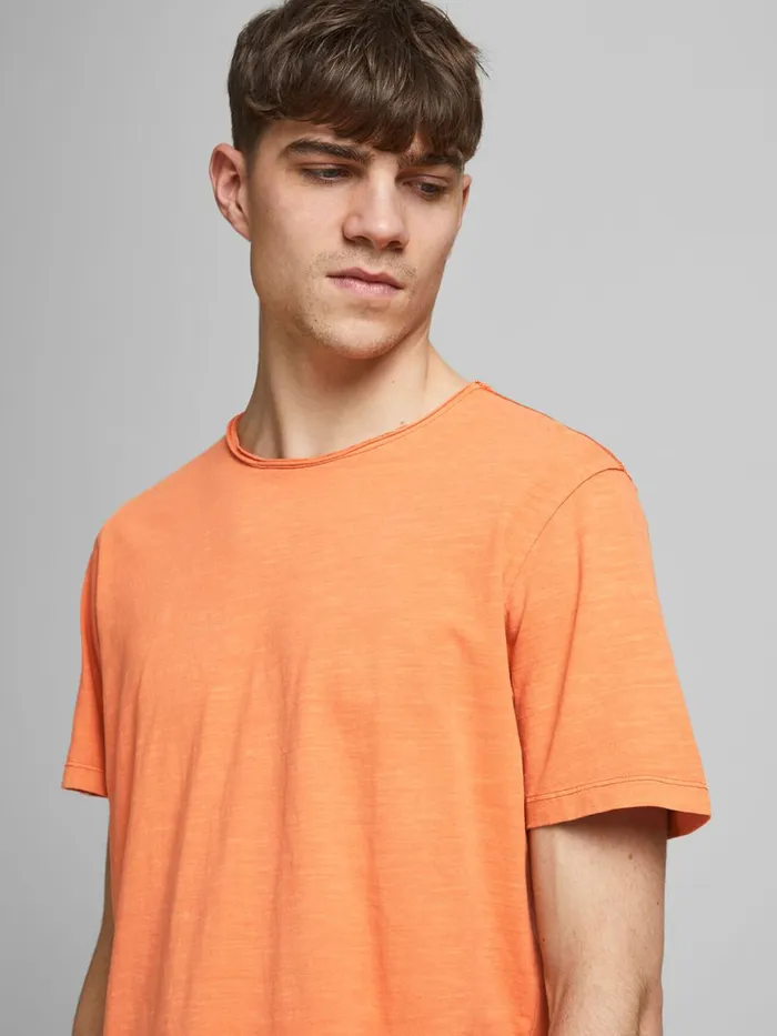 Tshirts JACK and JONES Mens ORGANIC COTTON REGULAR FIT TSHIRT Orange Hawaiian Sunset Cheap On Sale