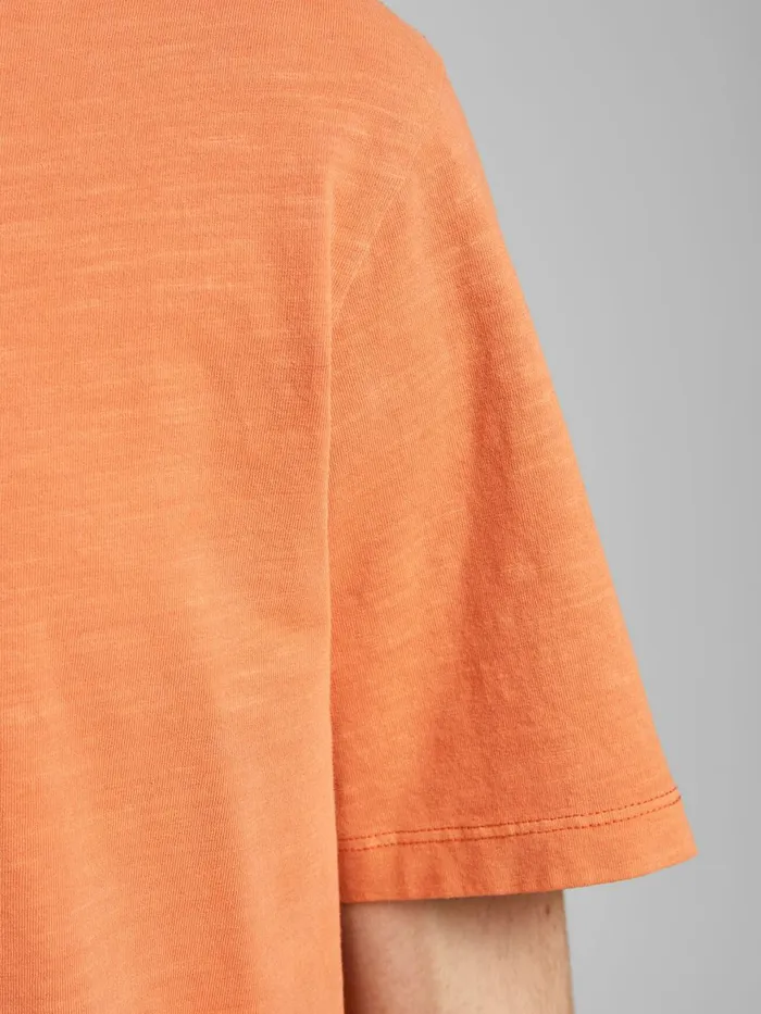 Tshirts JACK and JONES Mens ORGANIC COTTON REGULAR FIT TSHIRT Orange Hawaiian Sunset Cheap On Sale