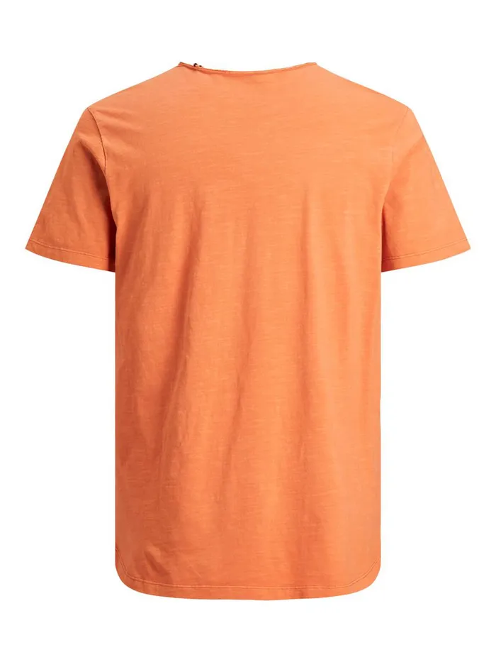 Tshirts JACK and JONES Mens ORGANIC COTTON REGULAR FIT TSHIRT Orange Hawaiian Sunset Cheap On Sale