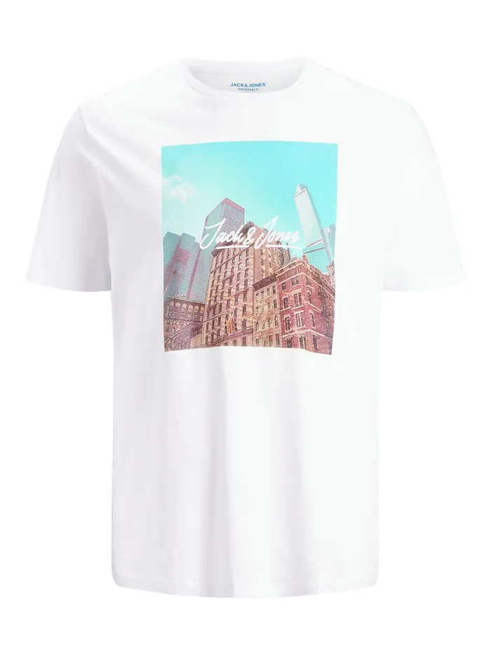 Tshirts JACK and JONES Mens PHOTO PRINT PLUS SIZE TSHIRT White White For Sale