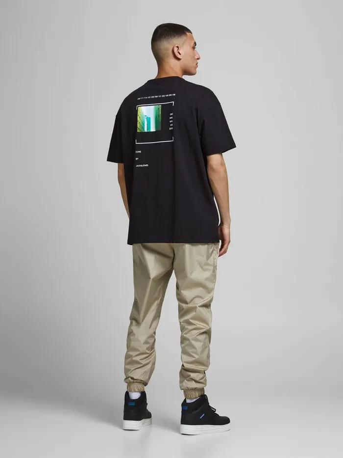 Tshirts JACK and JONES Mens PLACEMENT PRINT TSHIRT Black Black Casaul