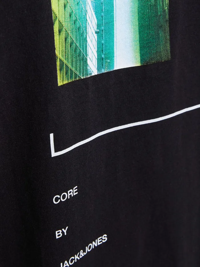 Tshirts JACK and JONES Mens PLACEMENT PRINT TSHIRT Black Black Casaul