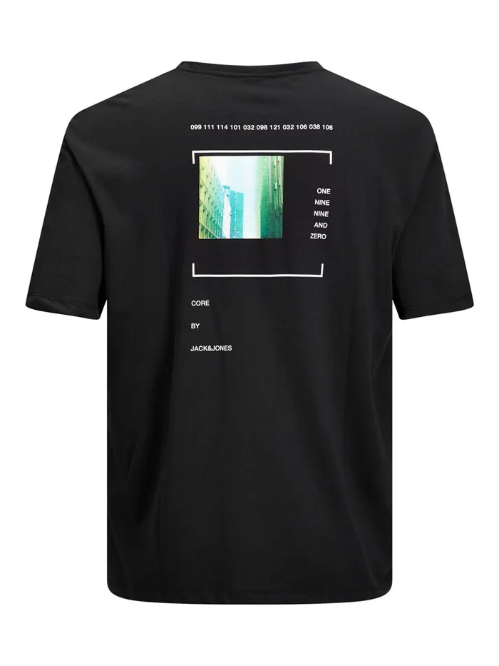 Tshirts JACK and JONES Mens PLACEMENT PRINT TSHIRT Black Black Casaul