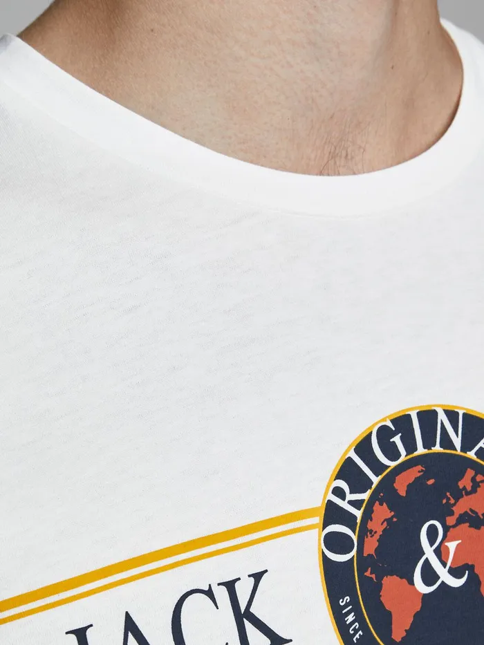 Tshirts JACK and JONES Mens REGULAR FIT LOGO TSHIRT White Cloud Dancer Online