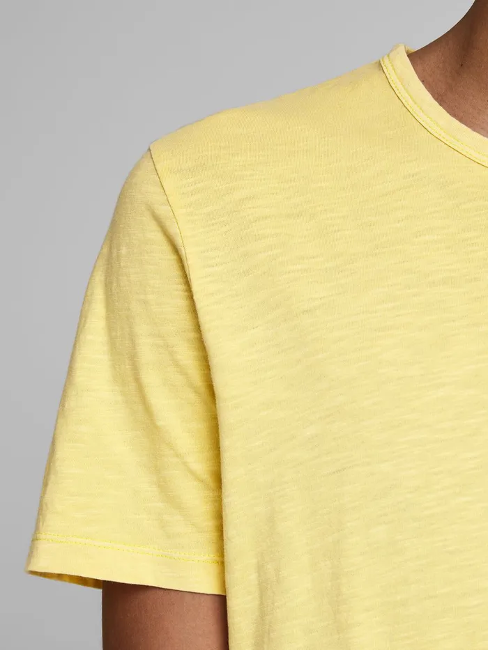 Tshirts JACK and JONES Mens SPLIT NECK TSHIRT Yellow Lemon Drop Online