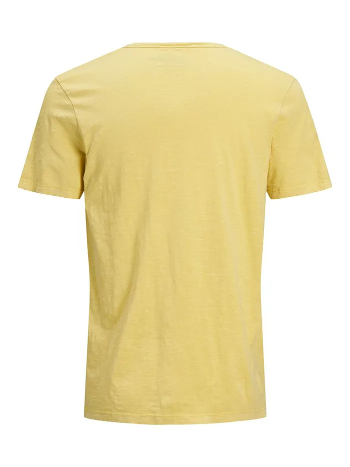 Tshirts JACK and JONES Mens SPLIT NECK TSHIRT Yellow Lemon Drop Online