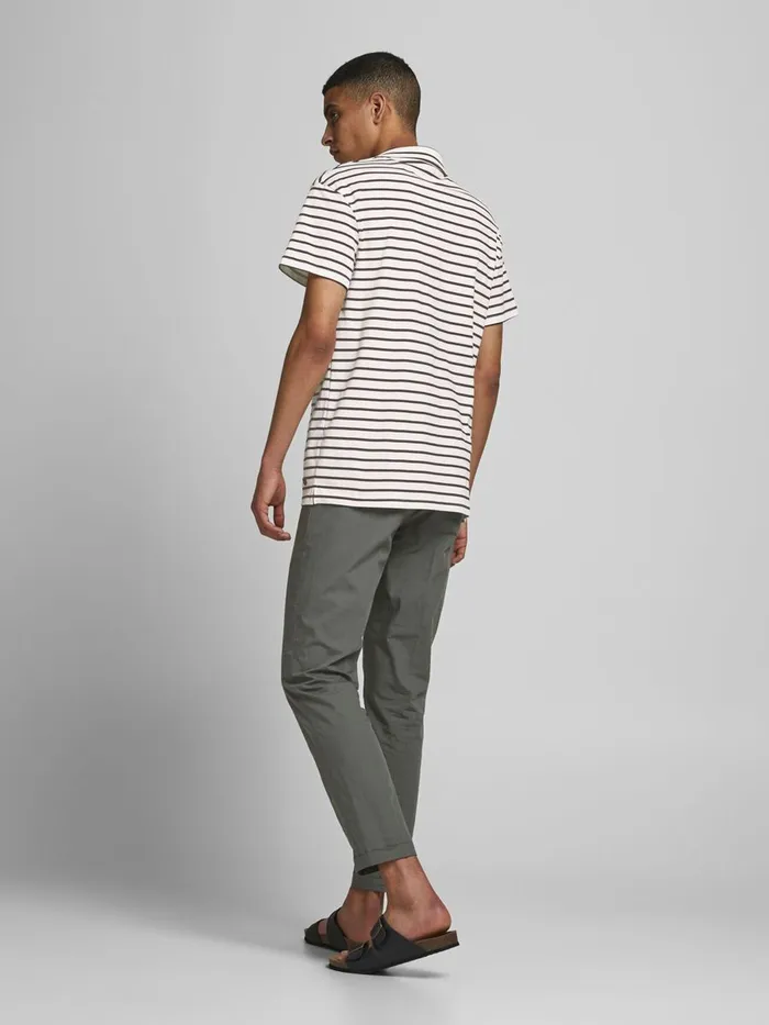 Tshirts JACK and JONES Mens STRIPED RESORT POLO SHIRT White Black Gift Ideas