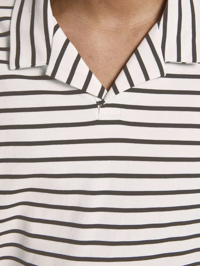 Tshirts JACK and JONES Mens STRIPED RESORT POLO SHIRT White Black Gift Ideas