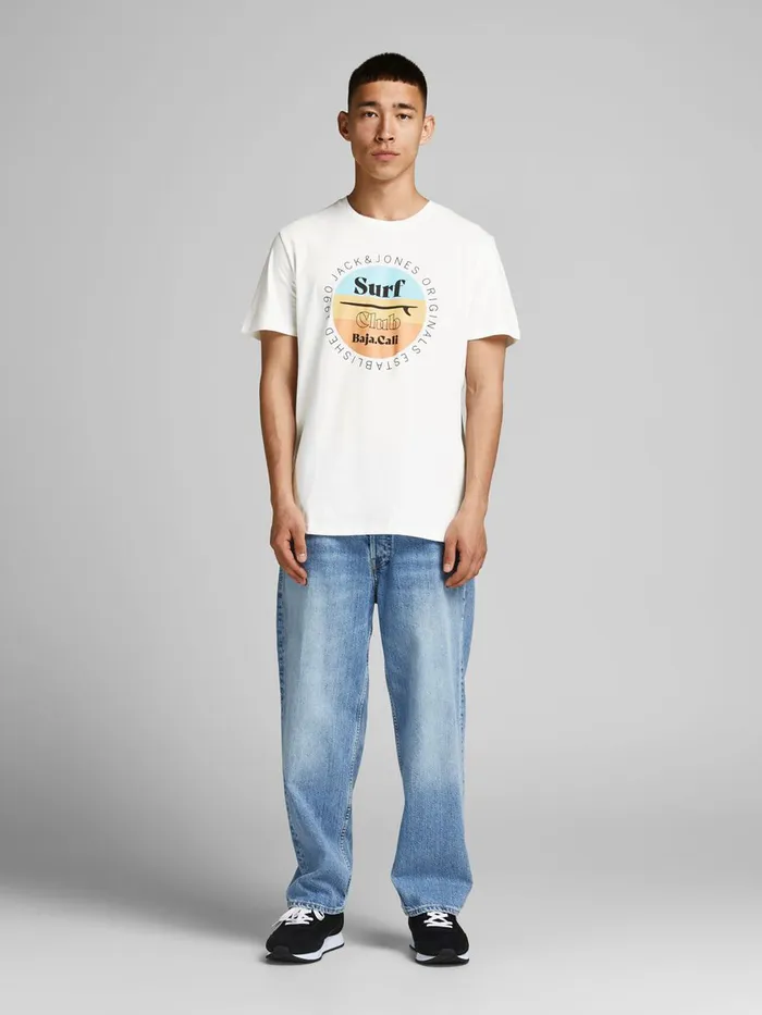 Tshirts JACK and JONES Mens SUMMER LOGO PRINT TSHIRT White Cloud Dancer Gift 4 You